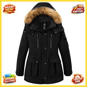 Plus Size Winter Parka with Hood, Waterproof & Warm Puffer Jacket for Women